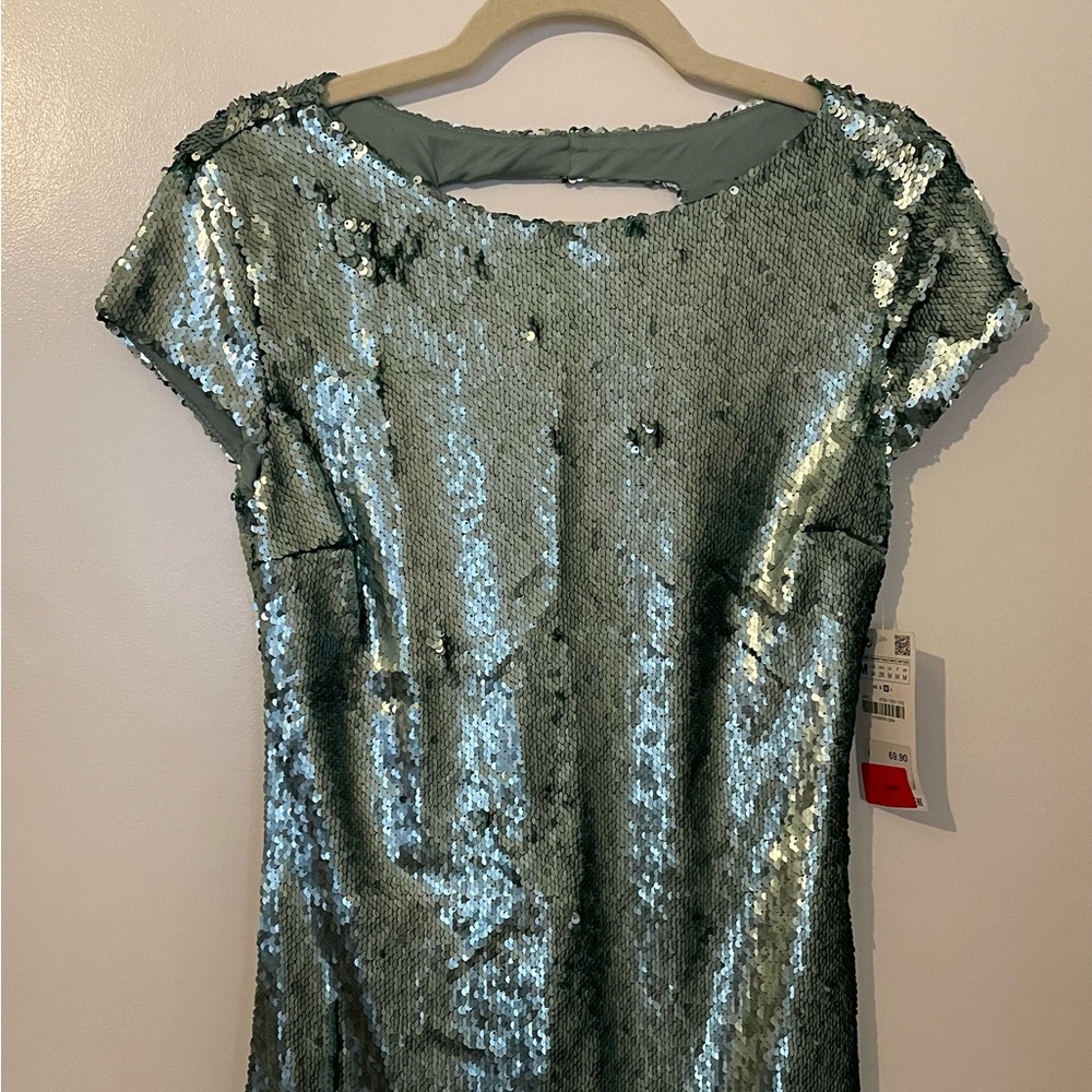 NWT  Zara Shimmering Green Sequin Mini Dress